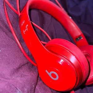 Red Beats Solo wired headphones